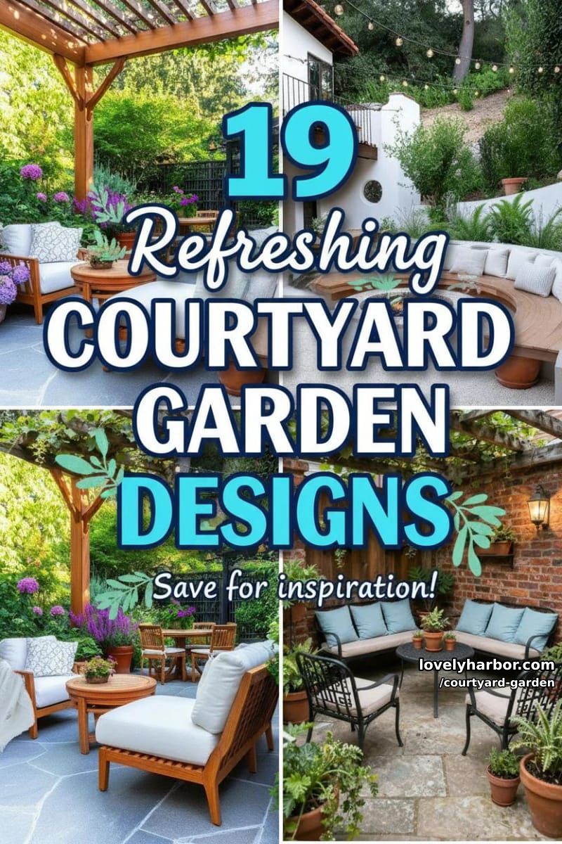 19 Courtyard Garden Designs for a Refreshing Ambiance 54 courtyard garden - Collage 53