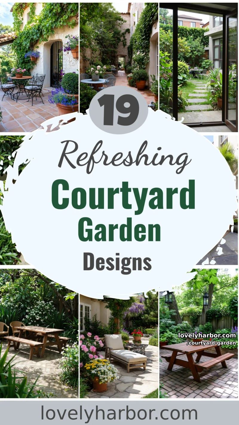 19 Courtyard Garden Designs for a Refreshing Ambiance 57 courtyard garden - Collage 56