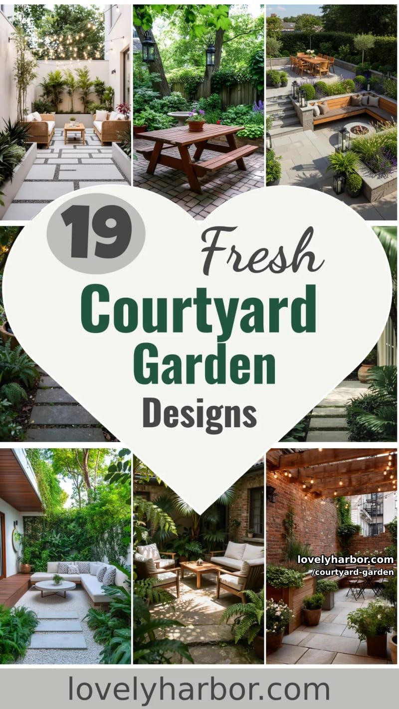 19 Courtyard Garden Designs for a Refreshing Ambiance 61 courtyard garden - Collage 60