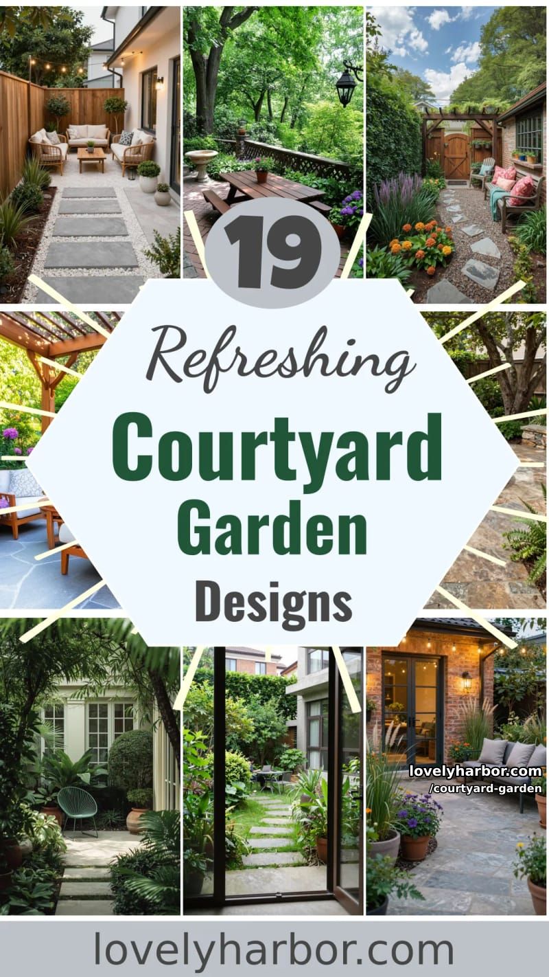 19 Courtyard Garden Designs for a Refreshing Ambiance 62 courtyard garden - Collage 61