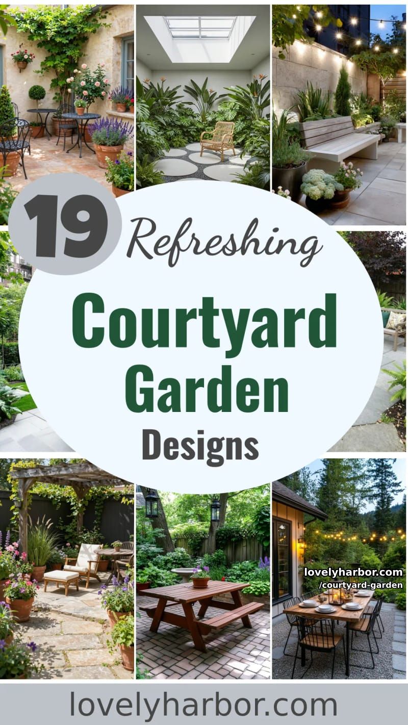19 Courtyard Garden Designs for a Refreshing Ambiance 65 courtyard garden - Collage 64