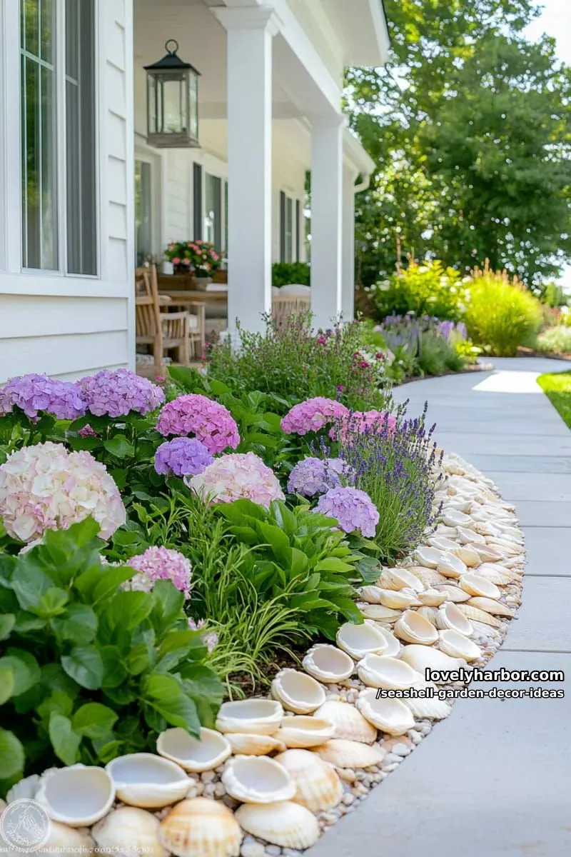 garden border edging made from rows of scallop shells 1