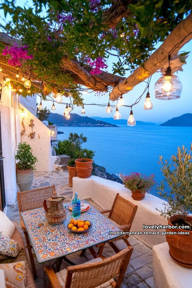 hanging lanterns and string lights creating a magical evening escape 1