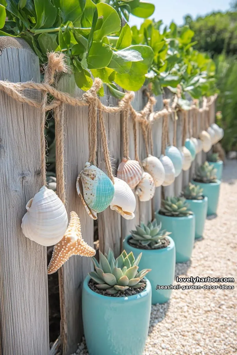 hanging seashell garlands with starfish for fences and trellises 1