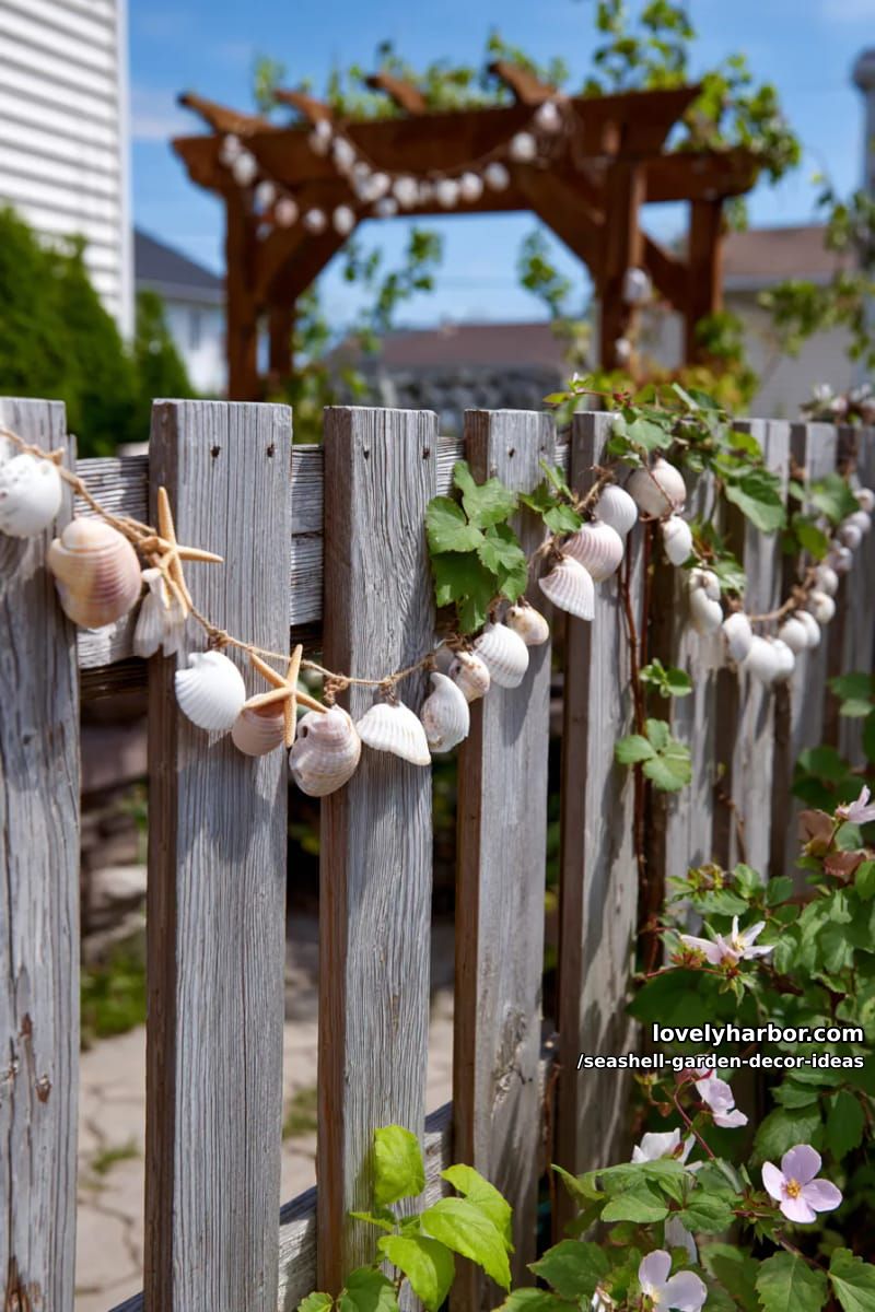 hanging seashell garlands with starfish for fences and trellises 1