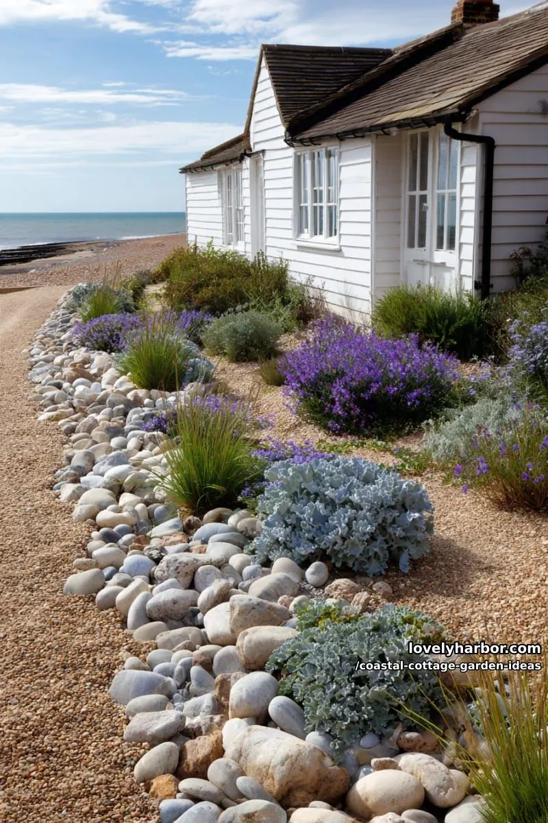 line the garden’s edge with beach stones, sea kale, and low growing sea lavender 1