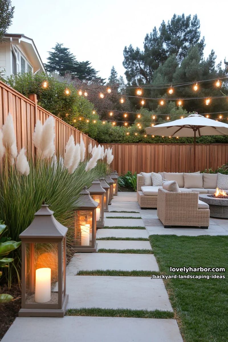 line your fence with glowing lanterns and a row of ornamental grasses. 1