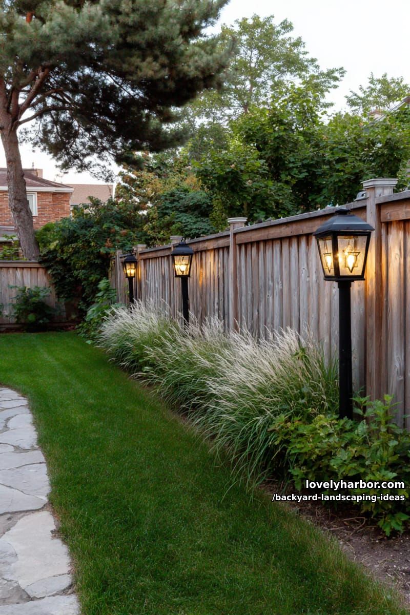 line your fence with glowing lanterns and a row of ornamental grasses. 1