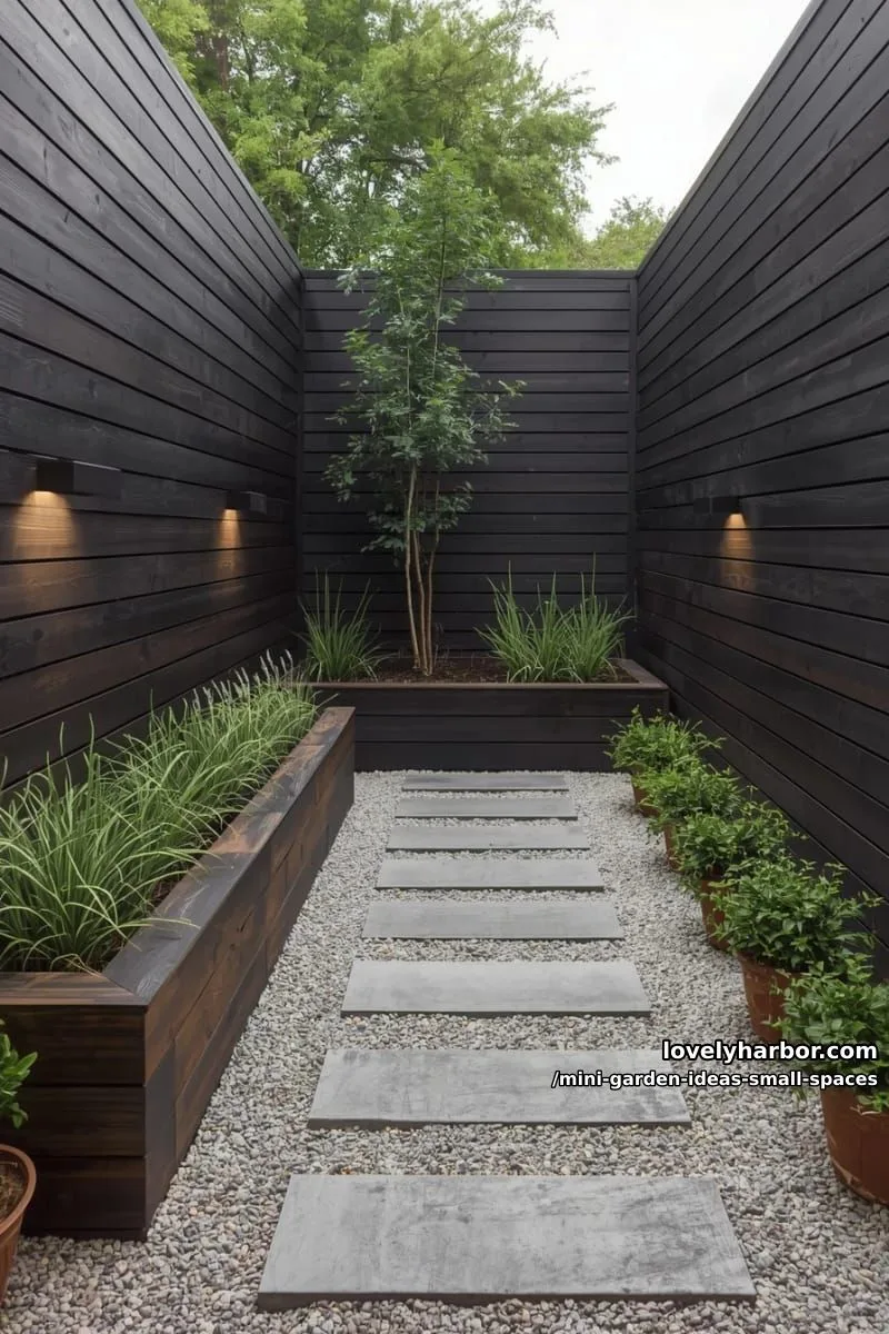 20 Mini Garden Ideas For Small Spaces 3 modern courtyard garden with stepping stones and raised wooden planter bed. 1