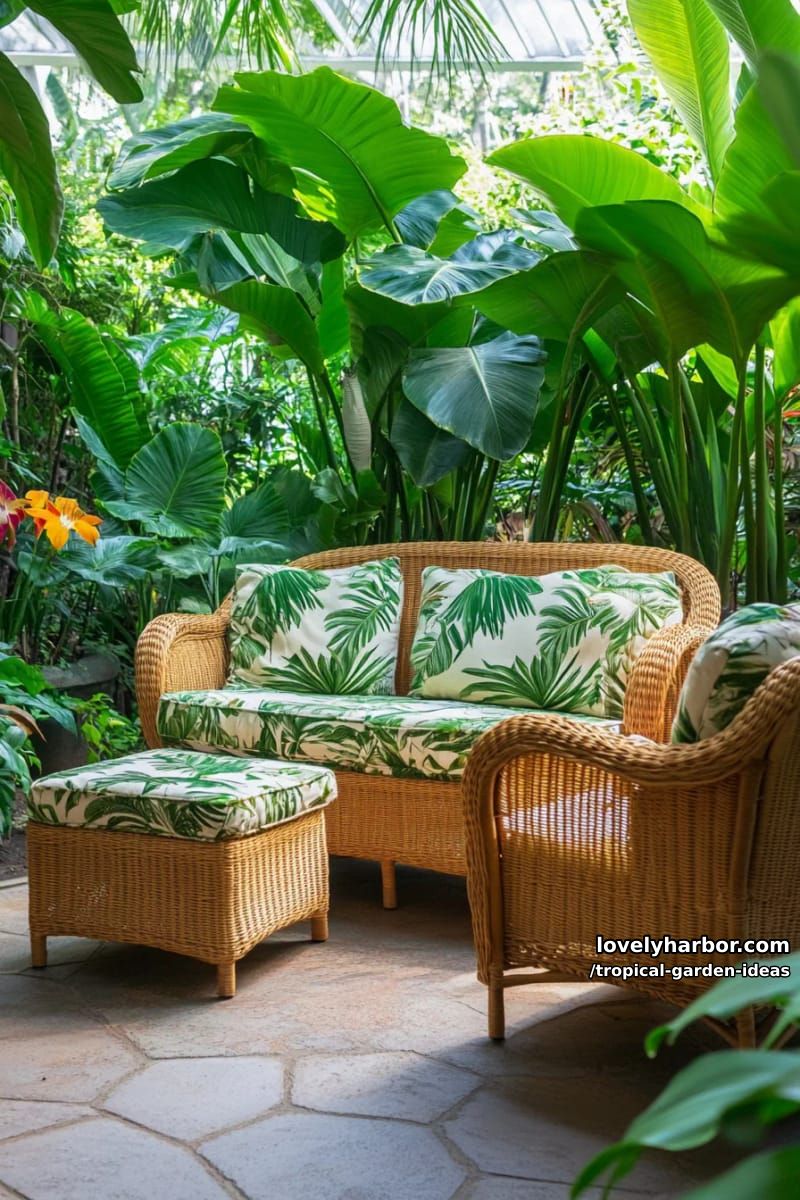 overlapping tropical leaves creating dense, vibrant green canopy. 1