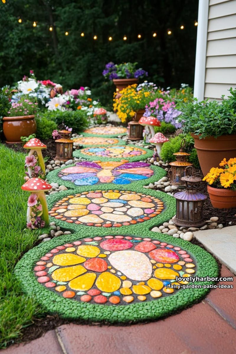 paint colorful stepping stones for fairies to dance across your patio garden. 1