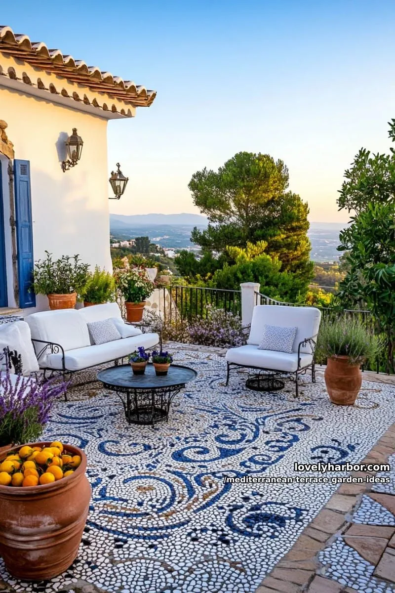 pebble mosaic flooring with intricate mediterranean patterns 1