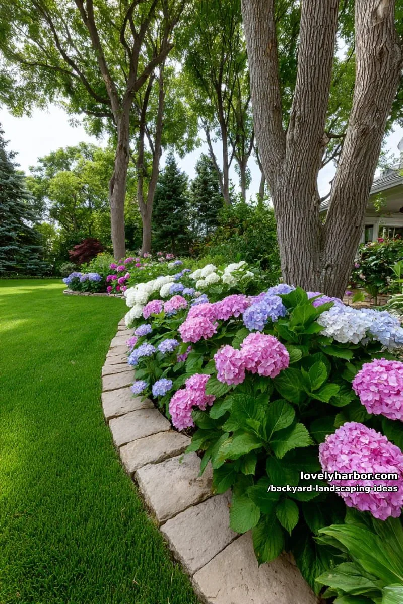 plant a border of dwarf hydrangeas for a lush, colorful edge. 1