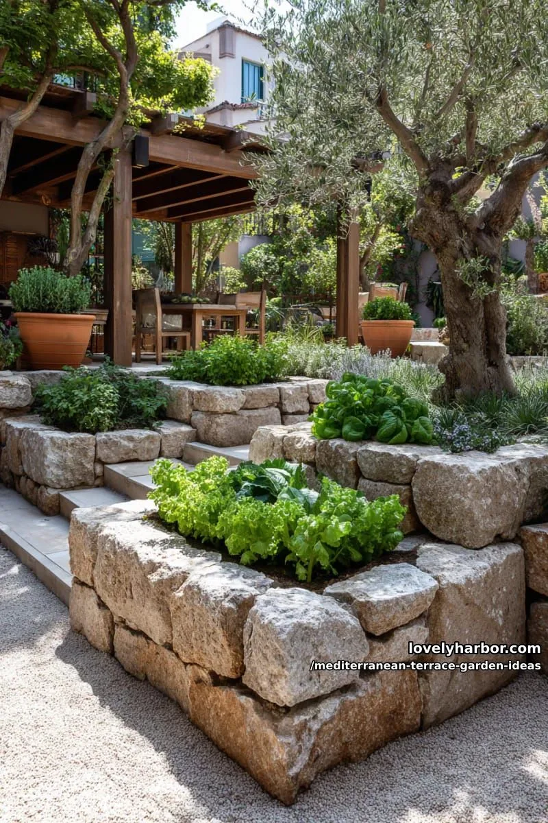 raised garden beds built from natural stone for herbs and veggies 1