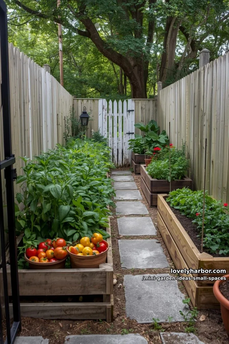 20 Mini Garden Ideas For Small Spaces 2 raised vegetable garden beds with wooden planters and lush green plants. 1