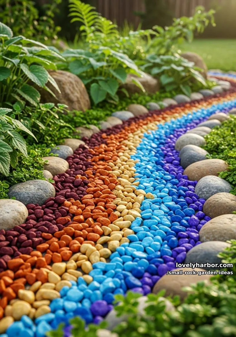 rock arrangements: color gradients, flower beds, creative organic patterns. 1