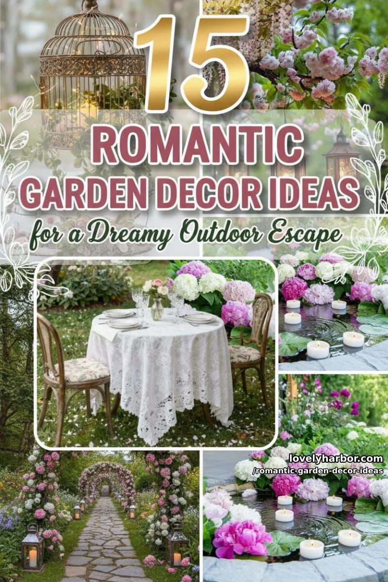 15 Romantic Garden Decor Ideas for a Dreamy Outdoor Escape 38 Romantic Garden Decor Ideas - Collage 37