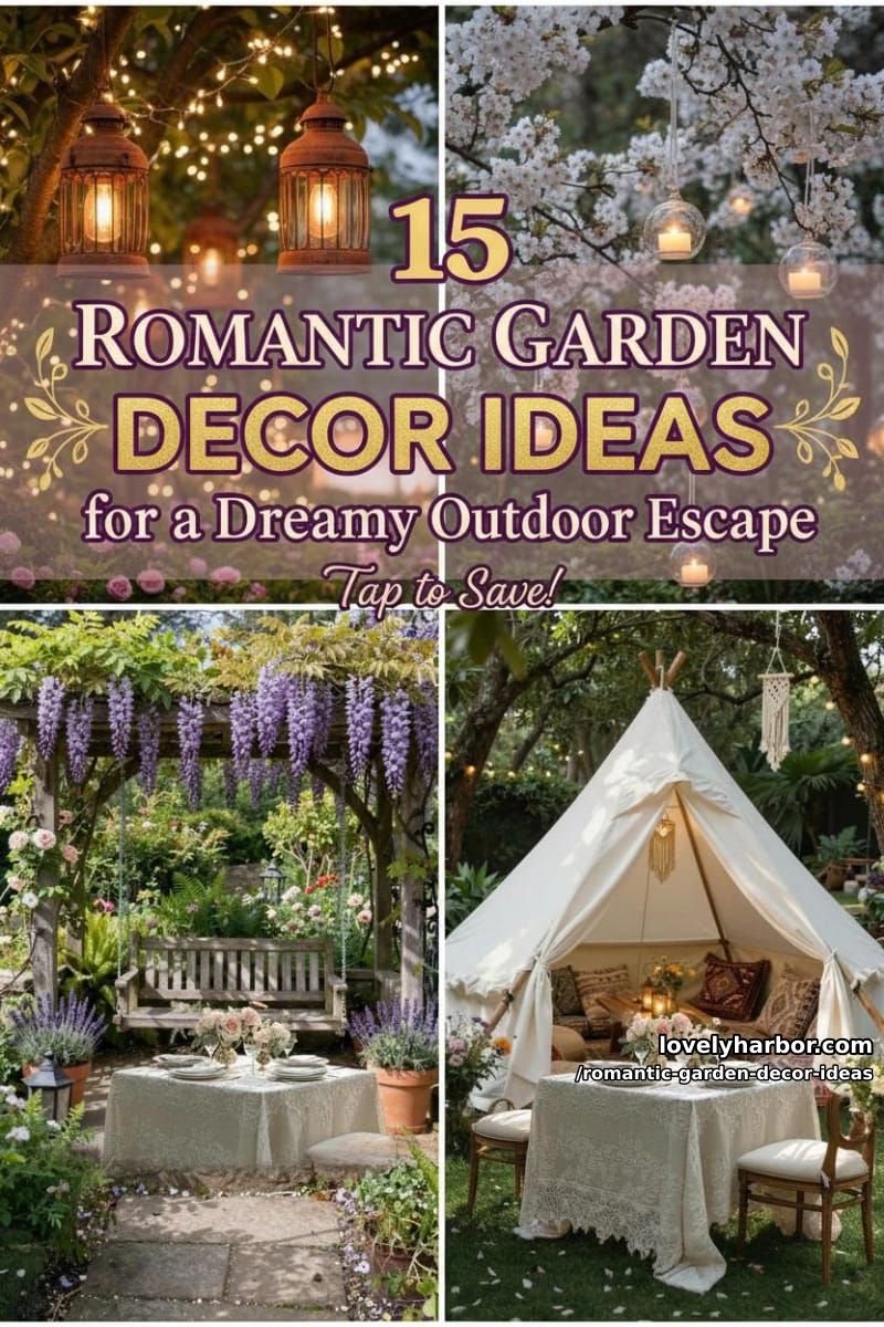 15 Romantic Garden Decor Ideas for a Dreamy Outdoor Escape 41 Romantic Garden Decor Ideas - Collage 40