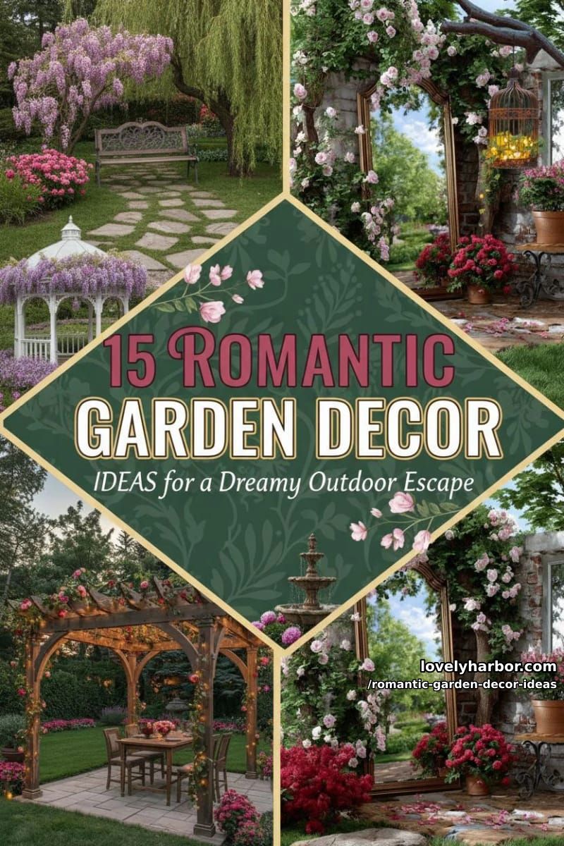 15 Romantic Garden Decor Ideas for a Dreamy Outdoor Escape 42 Romantic Garden Decor Ideas - Collage 41