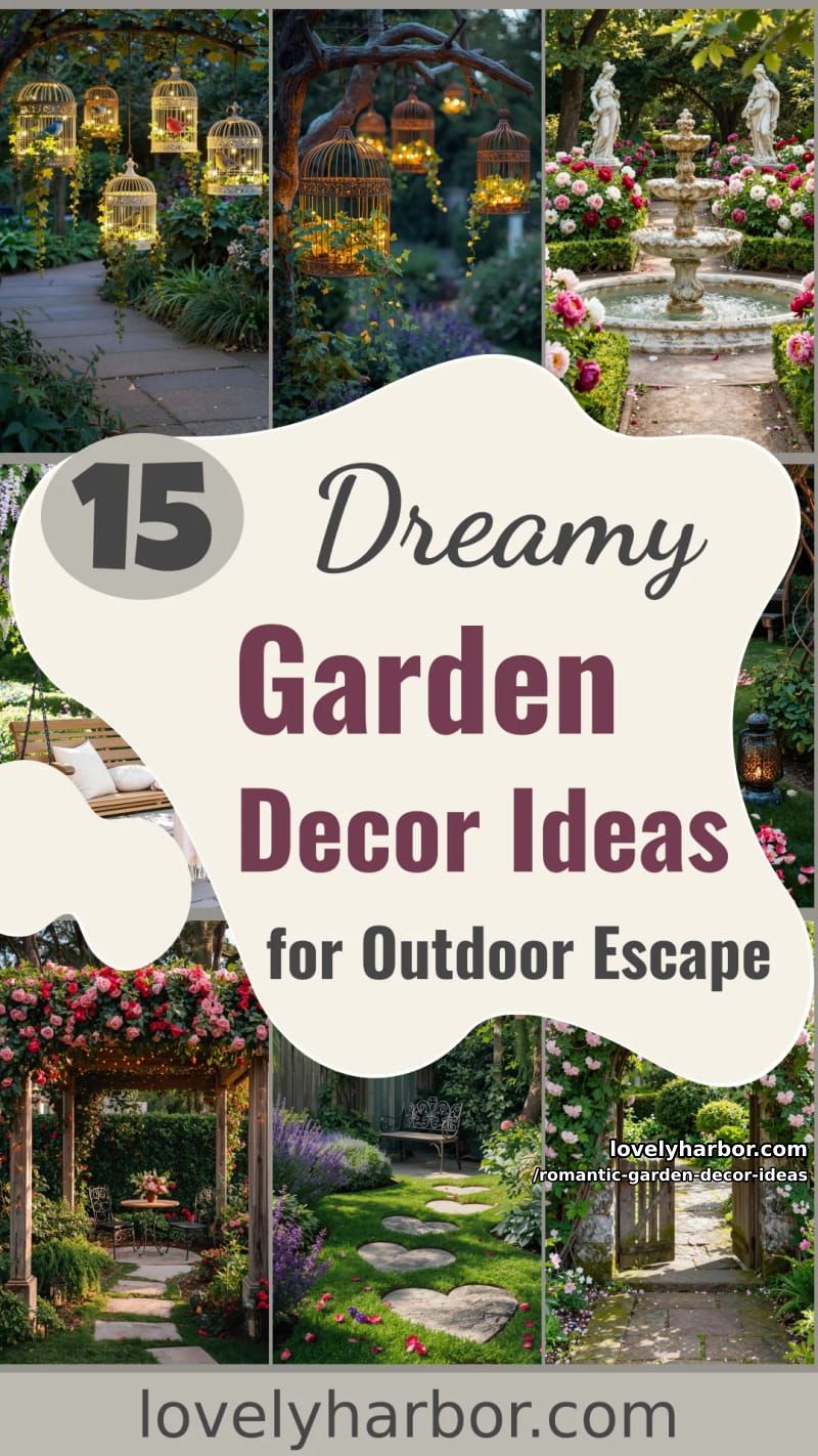 15 Romantic Garden Decor Ideas for a Dreamy Outdoor Escape 43 Romantic Garden Decor Ideas - Collage 42