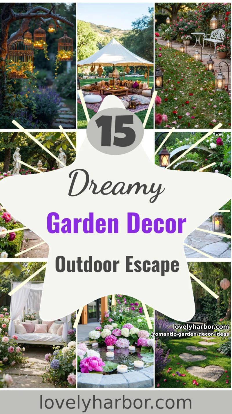15 Romantic Garden Decor Ideas for a Dreamy Outdoor Escape 45 Romantic Garden Decor Ideas - Collage 44