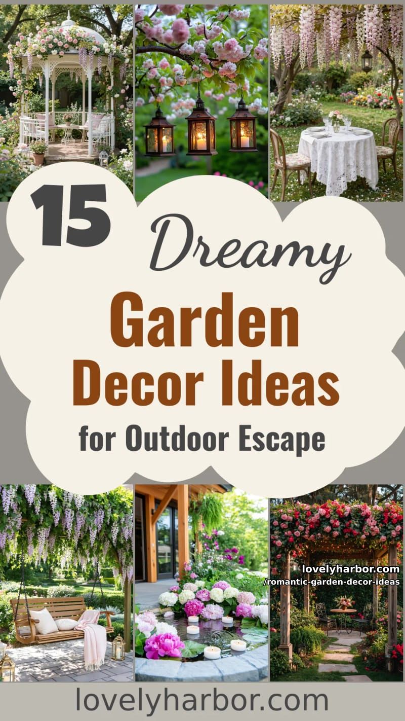 15 Romantic Garden Decor Ideas for a Dreamy Outdoor Escape 46 Romantic Garden Decor Ideas - Collage 45