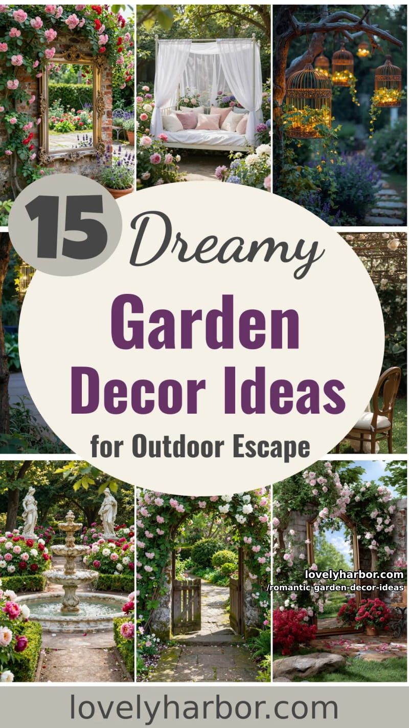 15 Romantic Garden Decor Ideas for a Dreamy Outdoor Escape 47 Romantic Garden Decor Ideas - Collage 46