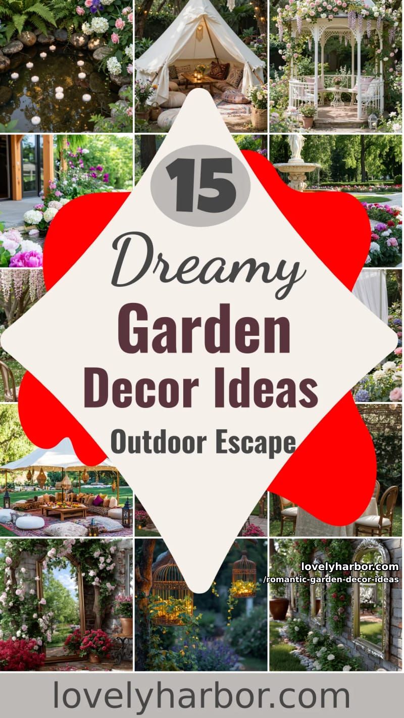 15 Romantic Garden Decor Ideas for a Dreamy Outdoor Escape 48 Romantic Garden Decor Ideas - Collage 47