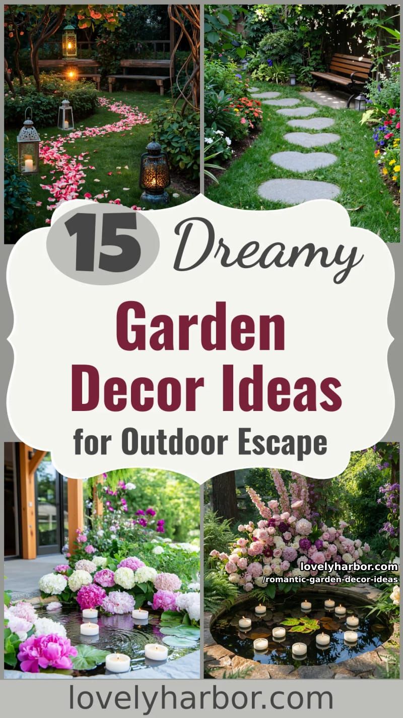 15 Romantic Garden Decor Ideas for a Dreamy Outdoor Escape 53 Romantic Garden Decor Ideas - Collage 52