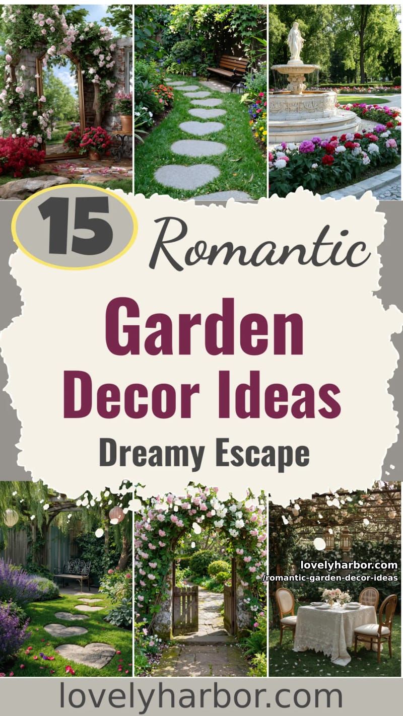 15 Romantic Garden Decor Ideas for a Dreamy Outdoor Escape 54 Romantic Garden Decor Ideas - Collage 53