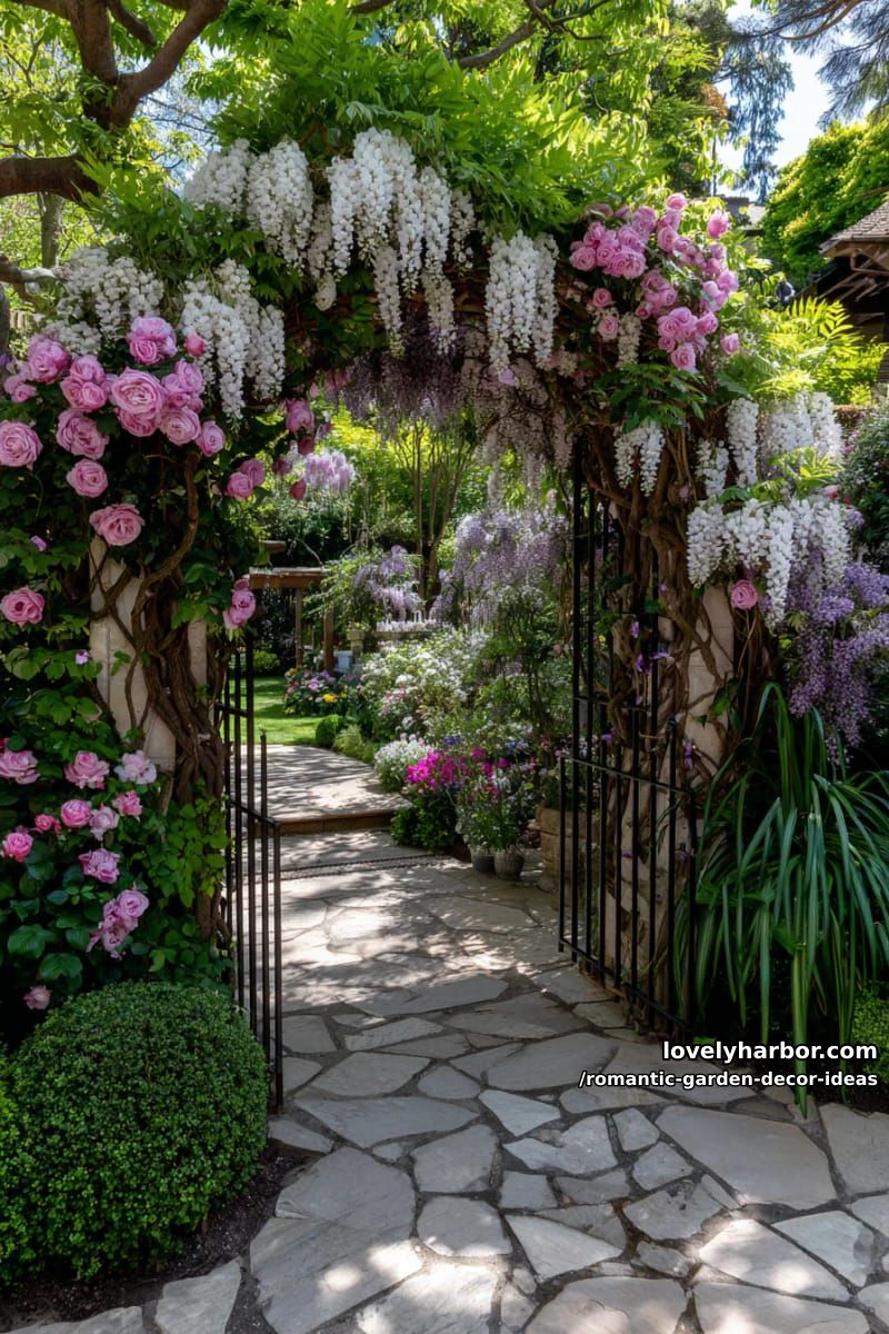 secret garden entrances framed by overflowing blossom arches 1