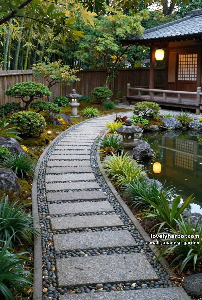 20 Small Japanese Garden Designs That Feel Like A Zen Retreat 4 serene japanese garden with winding stone path, pond, and lanterns 1