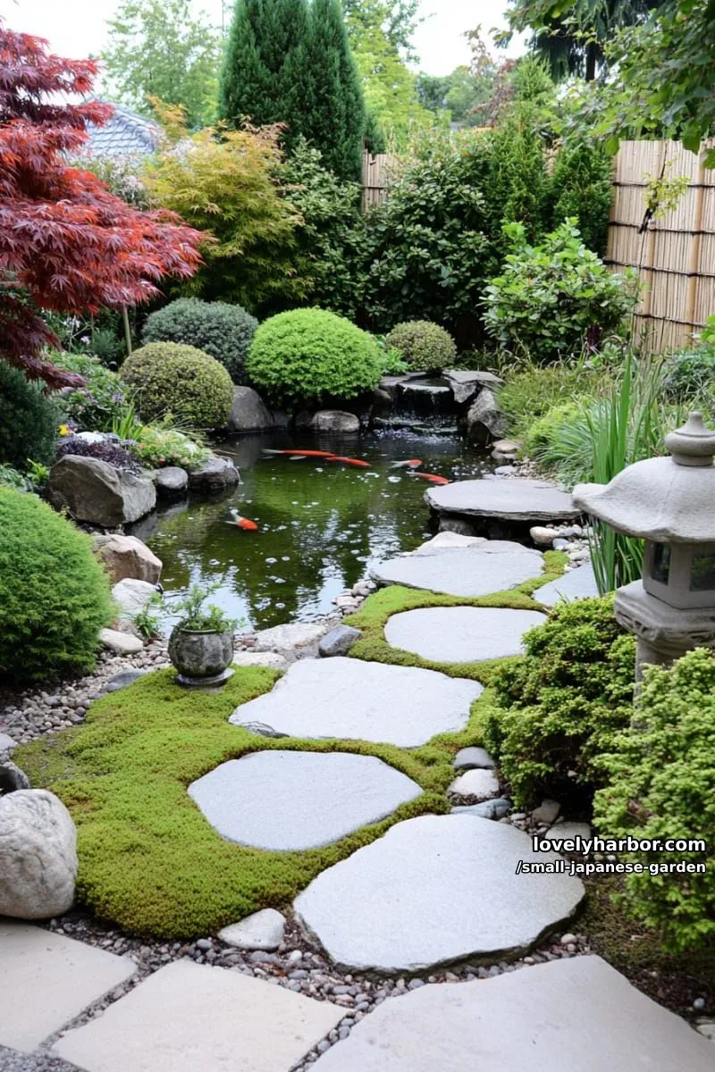 20 Small Japanese Garden Designs That Feel Like A Zen Retreat 5 serene japanese garden with winding stone path, pond, and lanterns 1