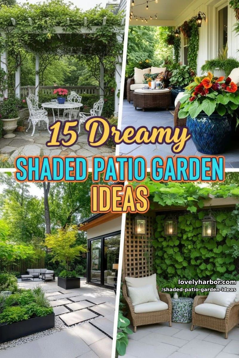 15 Dreamy Shaded Patio Garden Ideas to Inspire Your Backyard 45 Shaded Patio Garden Ideas - Collage 44