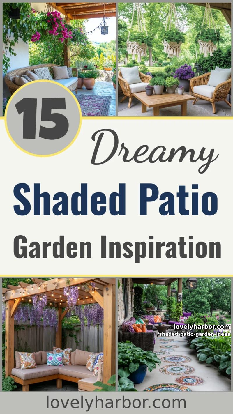15 Dreamy Shaded Patio Garden Ideas to Inspire Your Backyard 54 Shaded Patio Garden Ideas - Collage 53