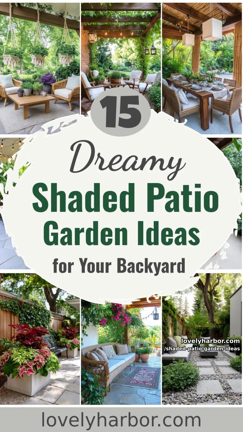 15 Dreamy Shaded Patio Garden Ideas to Inspire Your Backyard 55 Shaded Patio Garden Ideas - Collage 54