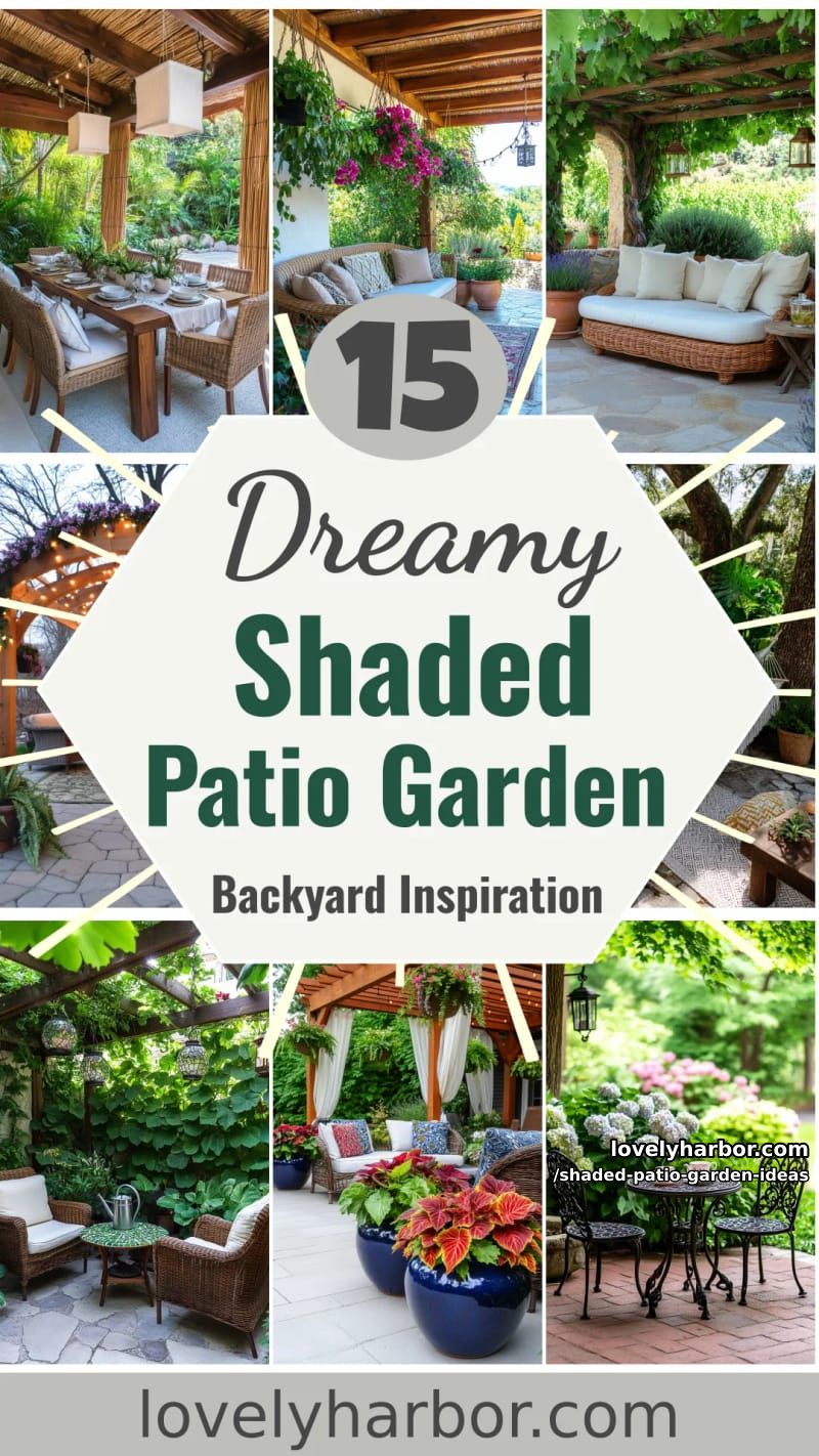 15 Dreamy Shaded Patio Garden Ideas to Inspire Your Backyard 56 Shaded Patio Garden Ideas - Collage 55