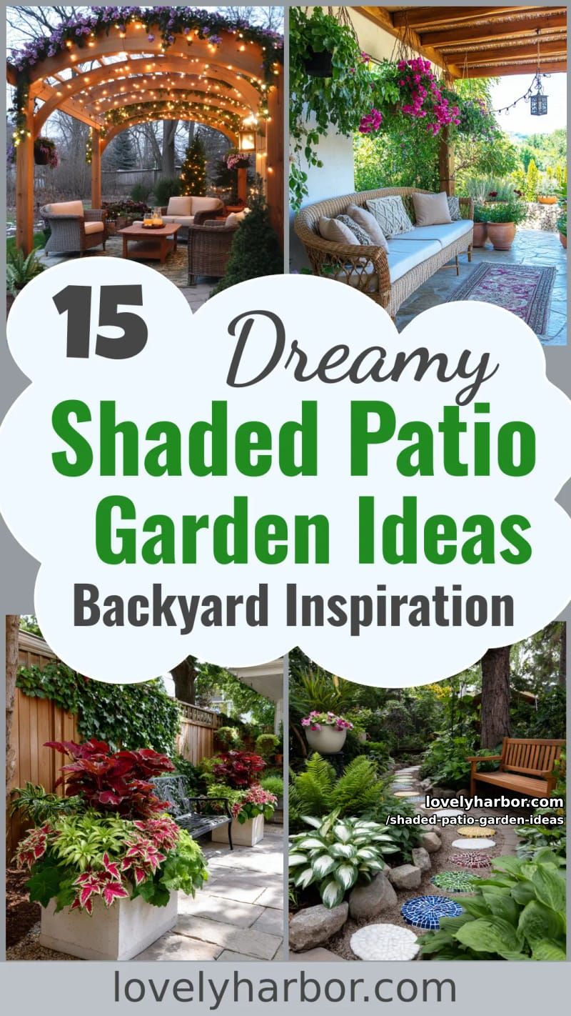 15 Dreamy Shaded Patio Garden Ideas to Inspire Your Backyard 58 Shaded Patio Garden Ideas - Collage 57