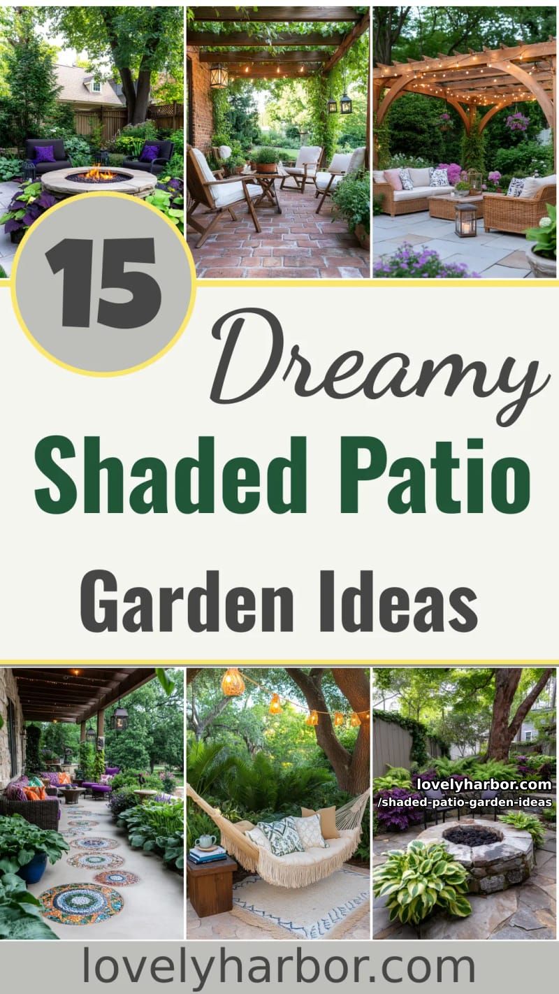 15 Dreamy Shaded Patio Garden Ideas to Inspire Your Backyard 59 Shaded Patio Garden Ideas - Collage 58