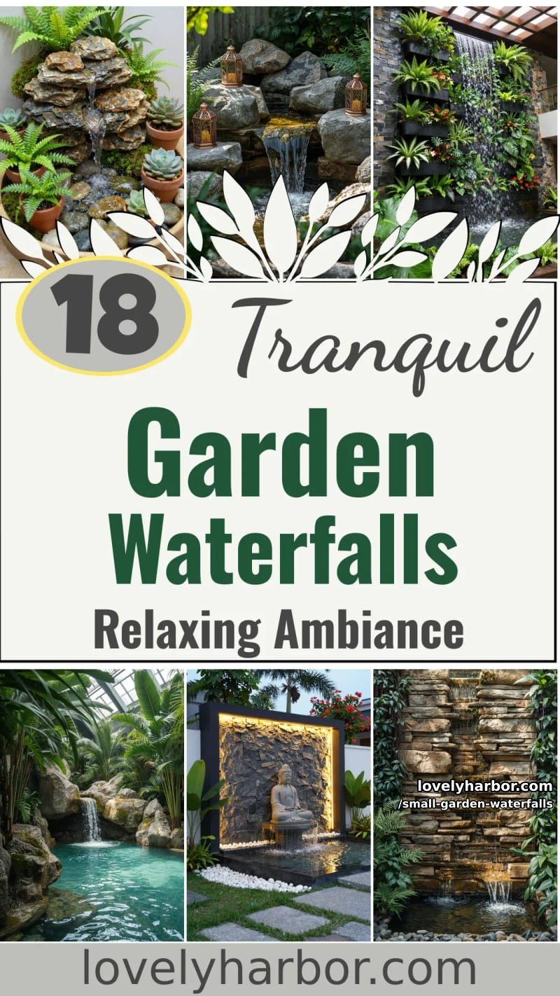 18 Small Garden Waterfalls for a Relaxing Ambiance 46 small garden waterfalls - Collage 45