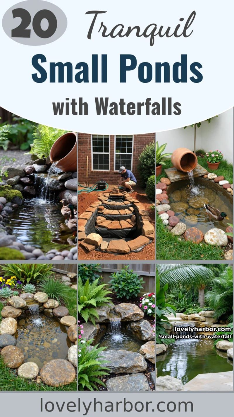 20 Small Ponds With Waterfall Designs For A Relaxing Outdoor Space 55 small ponds with waterfall - Collage 54
