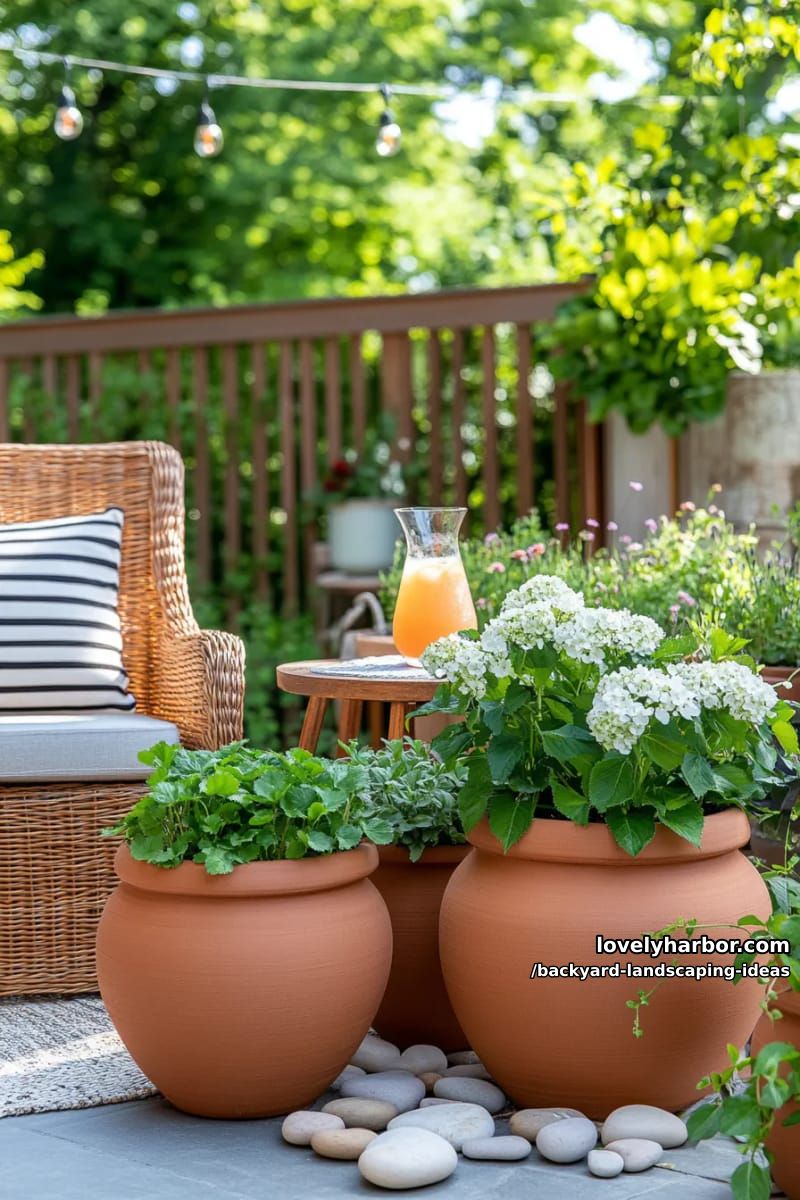 use large terracotta pots for a movable, ever-changing plant display. 1