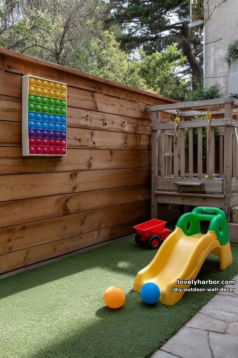 a rainbow silicone pop-it for unique outdoor playground wall decor 1