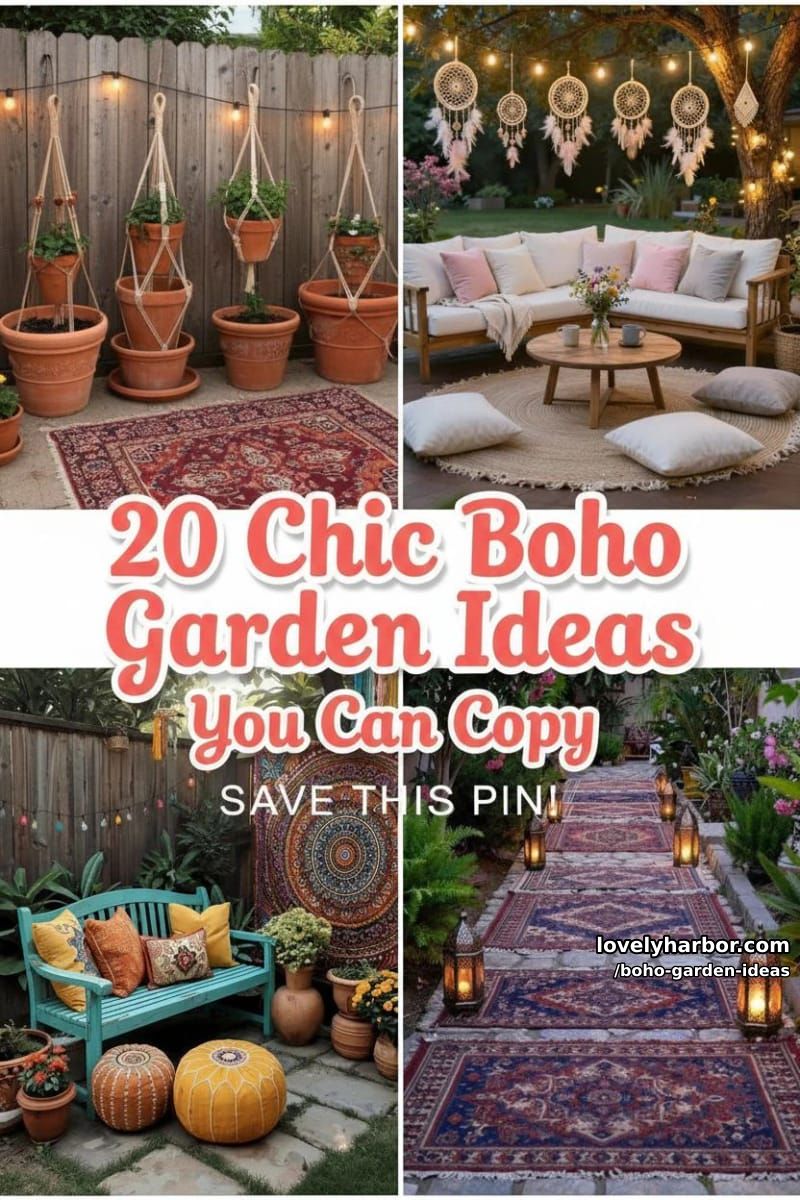 20 Chic Boho Garden Ideas You Can Copy 45 boho garden ideas - Collage 44