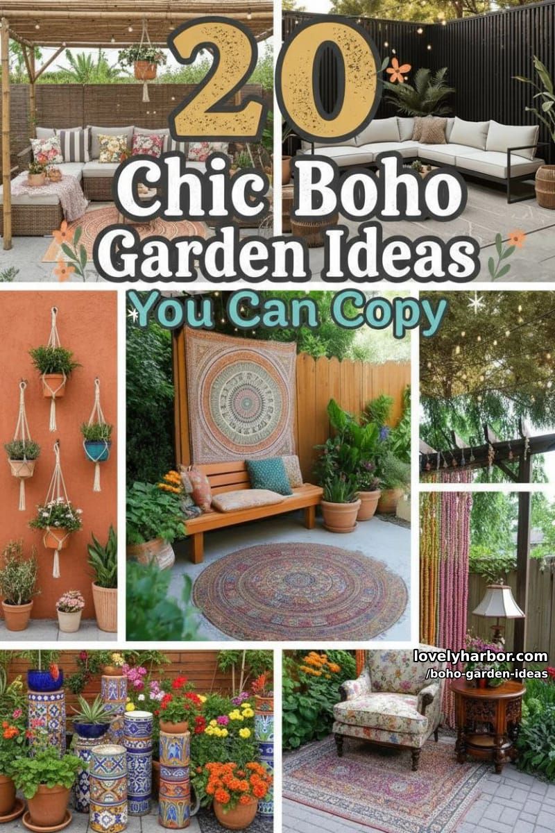20 Chic Boho Garden Ideas You Can Copy 47 boho garden ideas - Collage 46