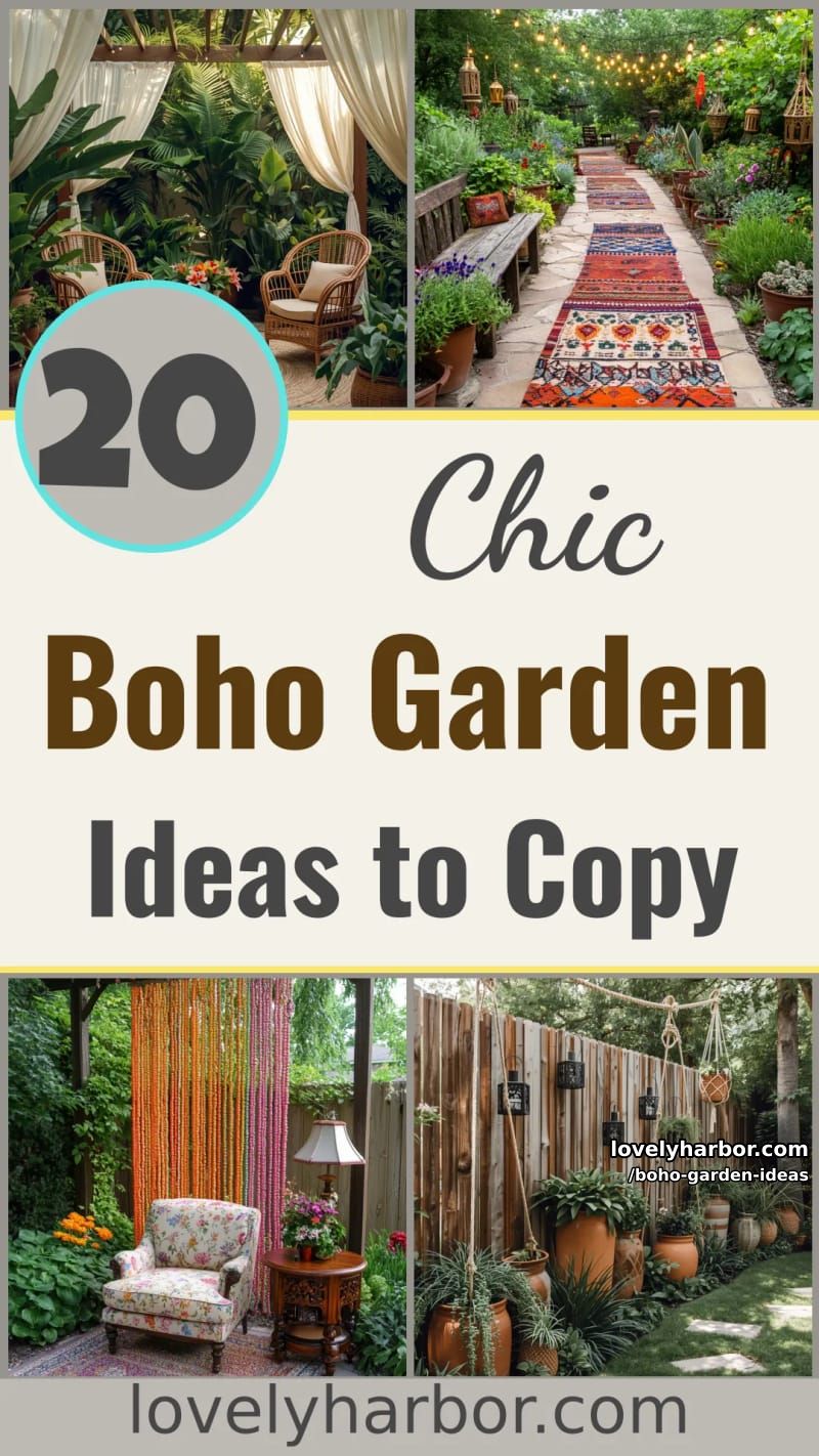 20 Chic Boho Garden Ideas You Can Copy 51 boho garden ideas - Collage 50