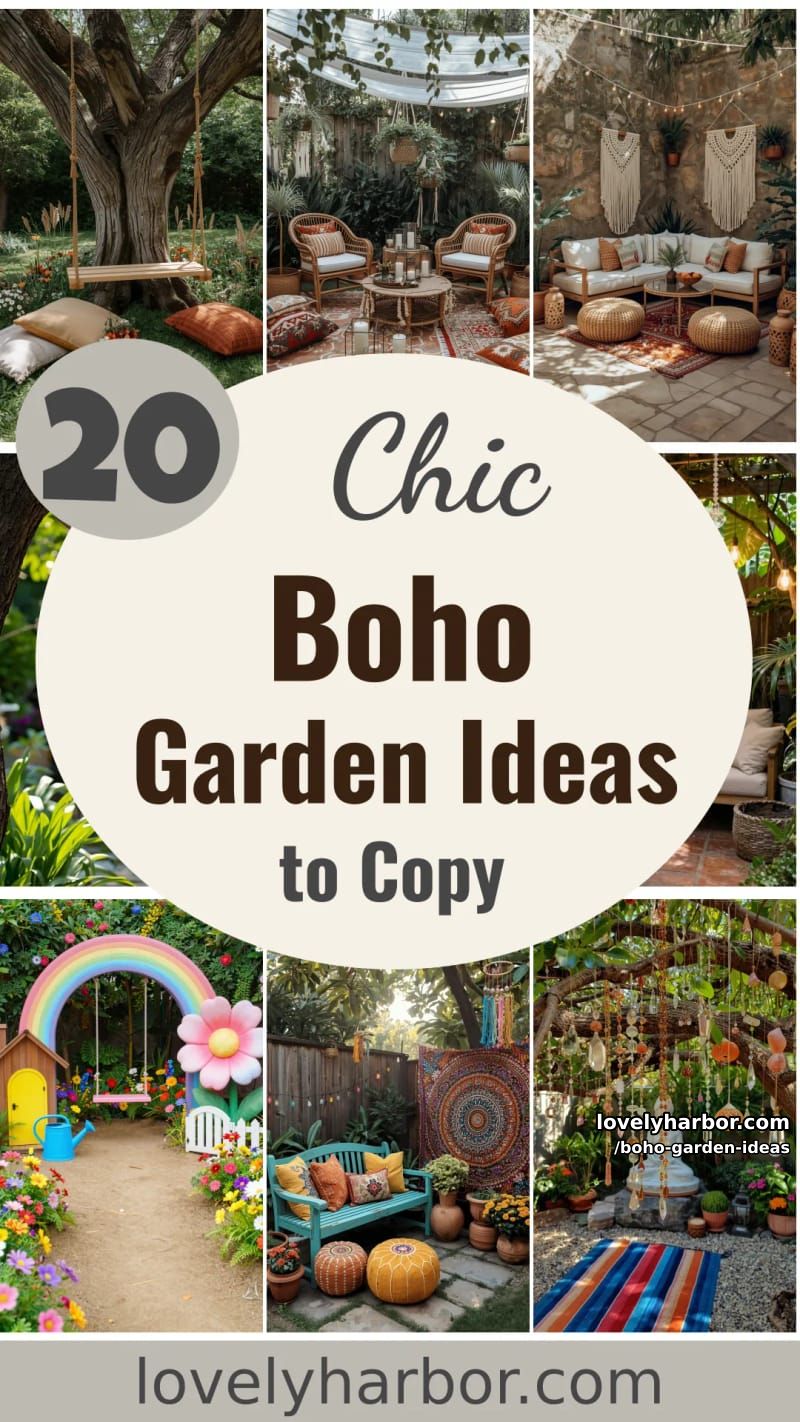 20 Chic Boho Garden Ideas You Can Copy 55 boho garden ideas - Collage 54