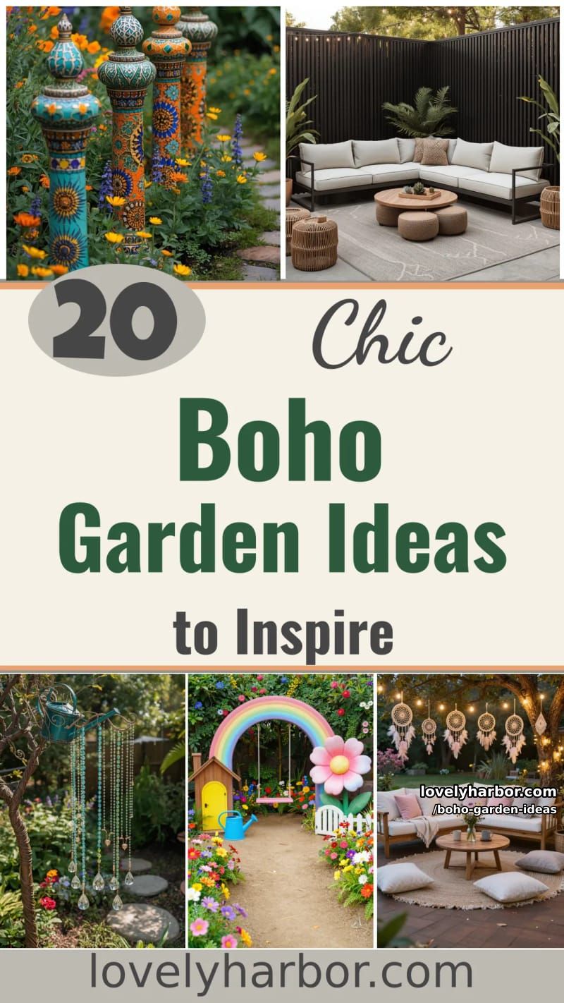20 Chic Boho Garden Ideas You Can Copy 56 boho garden ideas - Collage 55