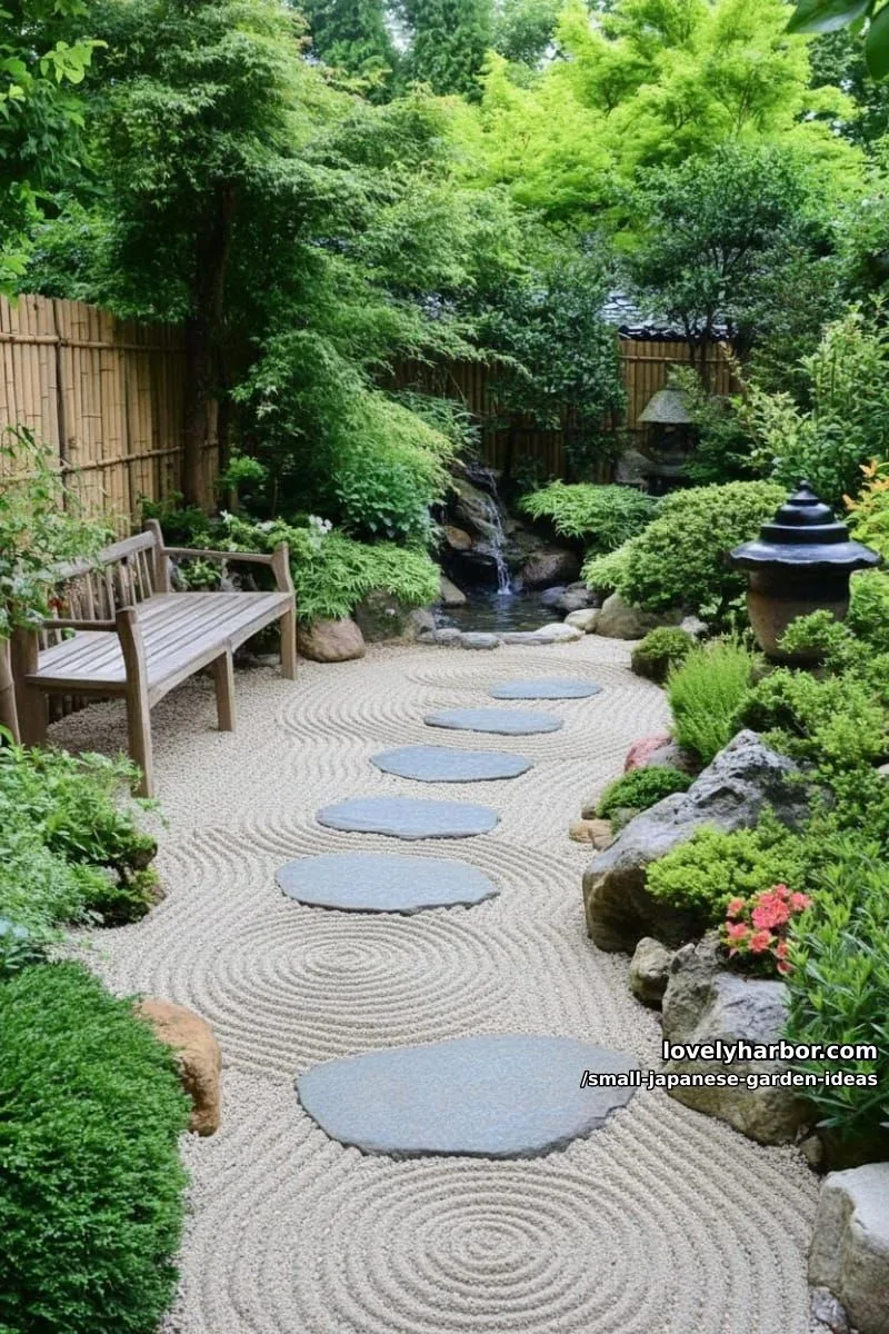 20 Small Japanese Garden Ideas for a Zen Atmosphere 33 collage of small zen gardens with raked gravel, stones, bonsai, and water features. 1