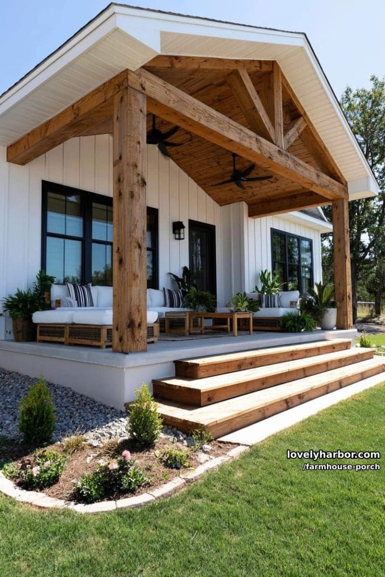 42 Farmhouse Porch Ideas To Refresh Your Outdoor Oasis - Lovely Harbor